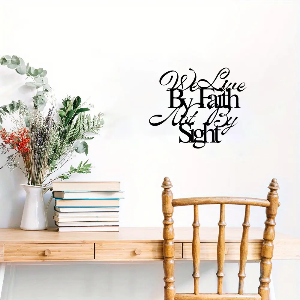 Metal Wall Art, We Live by Faith Not By Sight Lettering Wall Decor, Wall Hanging Decor for Home Living Room Bedroom Study Room, Poster, Home Decoration, Modern Home Decor, Home Decor Accessory, Aesthetic Wall Decor