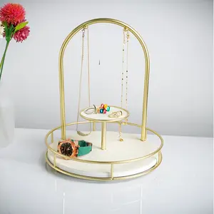 Jewelry Organizer with Beige Velvet Elegant Bracelet, Necklace, Ring Display Stand Sturdy U-Bar Construction for Home, Boutique Jewelry Storage, Home Decor Accessory, Sophisticated Design,Highquality Finish, Fashion Enthusiasts, Jewelry Towers