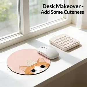 Fashionable Round Mouse Pad, Non-Slip Rubber Base, Small Desktop Mat for PC/laptop, Gaming/mouse Pad, Office Use, Gift for Women - 7.87 Inches