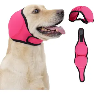Dog Head Wrap - No Shake Ear Wrap Snood for Noise & Anxiety Relief Ear Protector with Calming Hoodie Dog Headband Ear Muffs for Hematoma Grooming and Drying (Rose Red, S Head Circle:10"-15")