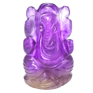 Amazing Gemstone Crystal Ganesha Idol - Religious Decor Craft for Car Dashboard, Home or Office Table