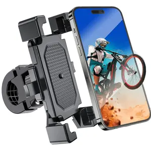 Bike Phone Holder, Motorcycle Phone Mount, [Anti Vibration] Bicycle Phone Holder Handlebar, Scooter E-Bike ATV Phone Clip Clamp For iPhone, Pro, Max, Samsung and 4.5"-6.3" Cell Phones
