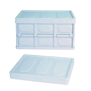 Collapsible Storage Bins with Dustproof Lid, Waterproof Interior, Stackable Design, Ideal for Camping, Fishing, and Living Room Use