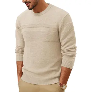 Men Casual Crewneck Pullover Sweater Knit Textured Sweaters