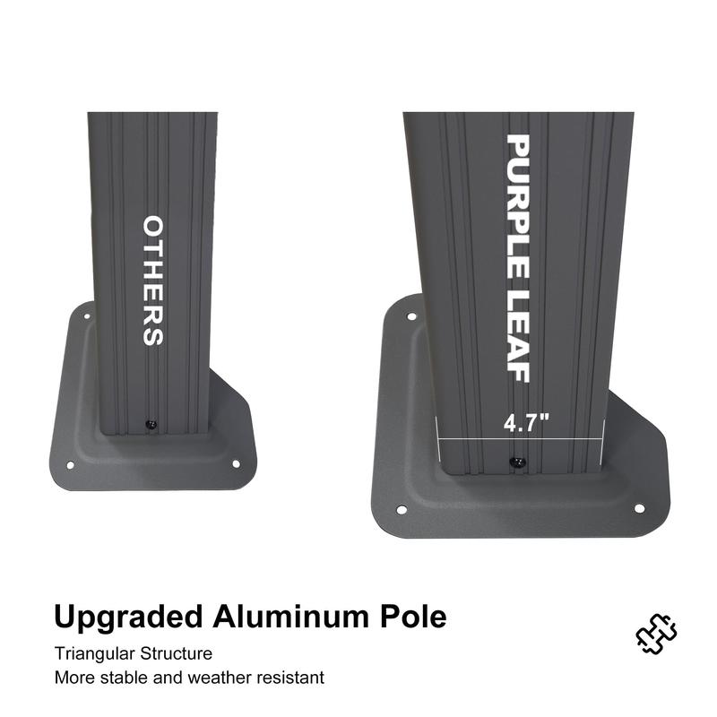 PURPLE LEAF 12' x 24' Patio Gazebo For Backyard | Hardtop Galvanized Steel Light Grey Frame With Upgrade Curtain