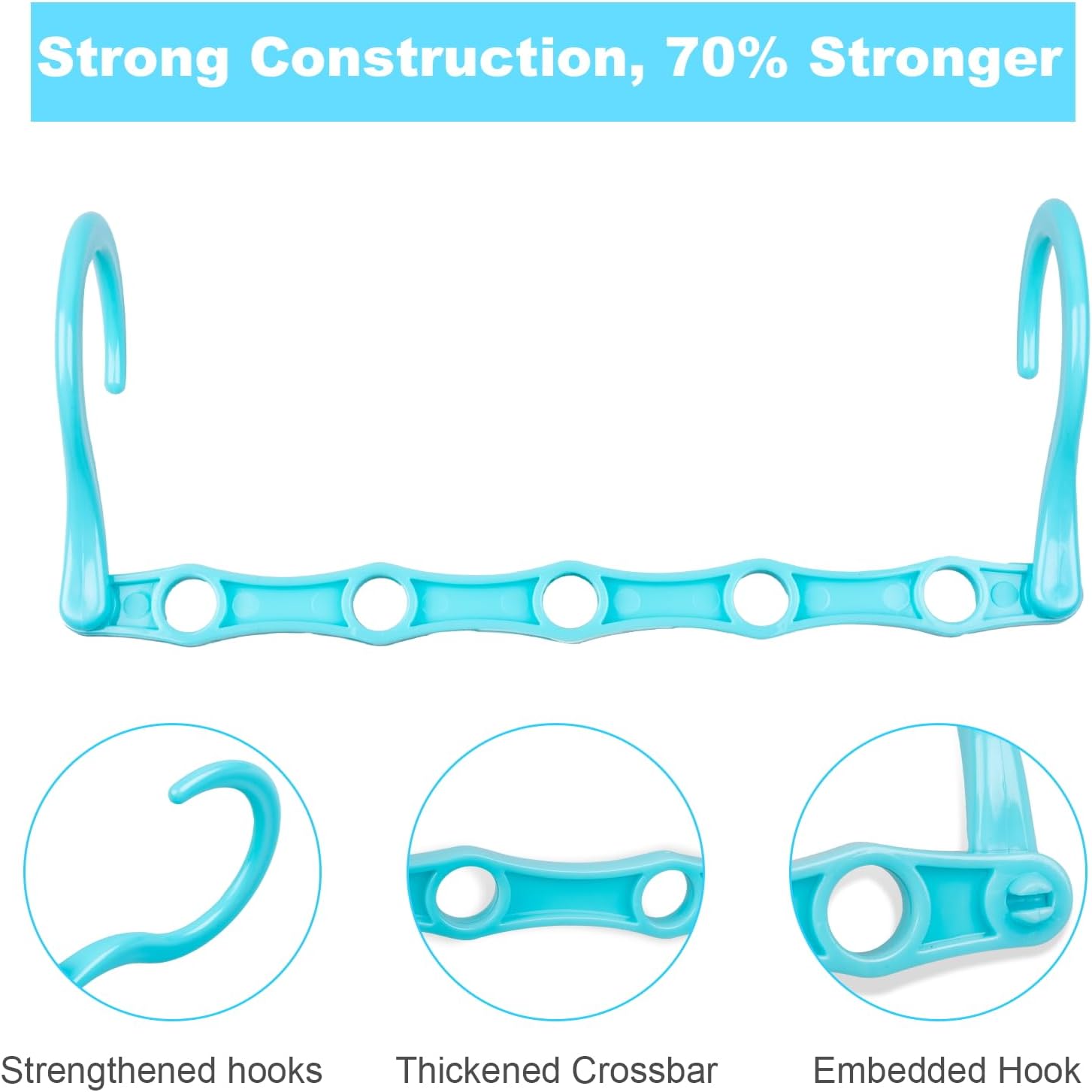 10 PCS Space Saving Hangers, 5-Hole Magic Hangers - Sturdy Plastic Hanger, Closet Organizers for Clothes Storage, College Dorm Essentials, Home Organization (Color)
