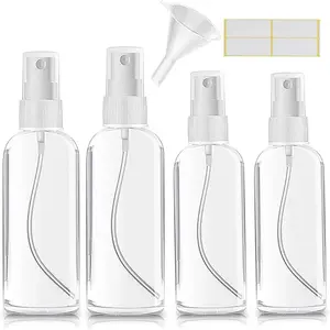Small Spray Bottle, Clear Empty Mini Travel Plastic Bottle. Premium spray bottles for perfumes and cosmetics. 2 * 1oz, 2 * 1.7oz. (4 Pack)