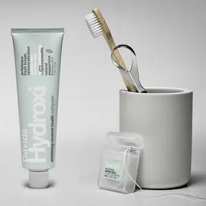 Davids Essentials Whitening Bundle | Hydroxi Toothpaste & Expanding Floss + Tongue Scraper + Toothbrush | Natural Whitening + Enamel Health
