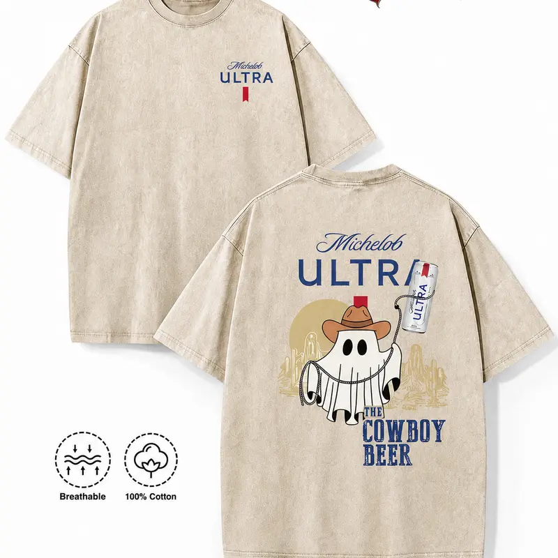 Retro Western Spooky Aesthetic streetwear Funny Rodeo Spirit Summer and Autumn T-shirts Washed graphic tees for men fall fashion outfit distressed vintage casual cotton short sleeve