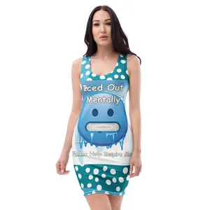 Authentic PHIM™ Women’s “Iced Out Mentally” Bodycon Dress – Bold Graphic Stretch Midi Dress