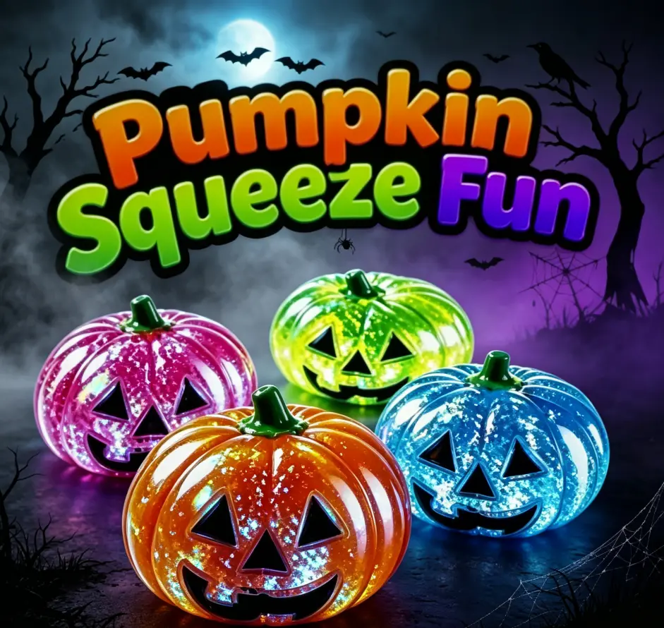2026 Novelty Halloween Ghost Glitter Squeeze Toy, Halloween Pumpkin Squishy Fidget Toy, Slow Rebound Pinch Stress Relief Squeeze Ball for Kids Party Favors, Radom Sparkle Pumpkin Squishy Toy Halloween Themed Stress Relief Squeeze Fidget Sensory Toy