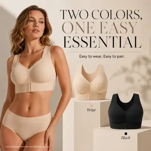 【Postural correction】Women’s Beige Wireless Bra, Soft Breathable Non-removable Moulded Cups, Yoga Fitness Sportswear for Gym & Daily Training Posture Shaping Bra