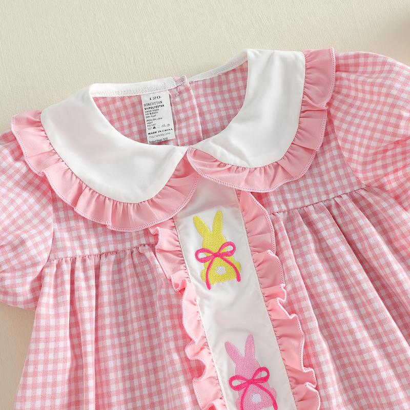 Emmababy Kids Baby Girls Dress Easter Clothes Rabbit Embroidered Plaid Short Sleeve Casual Dress Toddler Princess Dress 1-6 Years Emmababy Kids Baby Girls Dress Easter Clothes Rabbit Embroidered Plaid Short Sleeve Casual Dress Toddler Princess Dress 1-6 Years