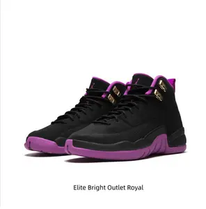 High-Top Suede & Rubber Spliced Basketball Shoes (Black-Purple)