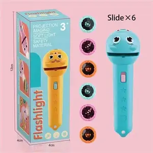 Kids Projection Torch – 6 Slide Films, Early Educational Cartoon Projector, Cognitive Learning Flashlight with Multiple Patterns, Holiday Gift for Boys & Girls