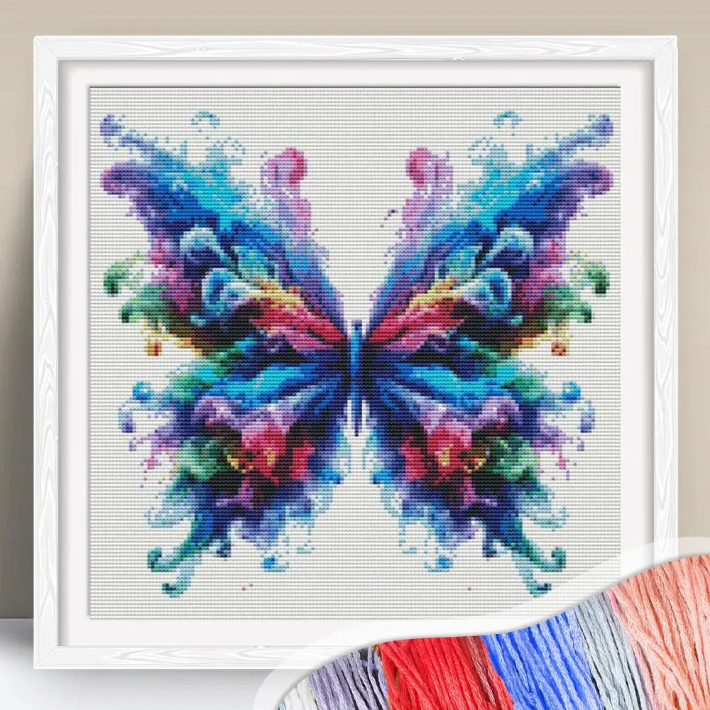 Butterfly Pattern Cross Stitch Kit, 11CT Cross Stitch Printed Canvas, DIY Cross Stitch Kit for Home Decor, DIY Embroidery Supplies, Hand Embroidery, Embroidery Design, Stylish Embroidery Kit, Unique Embroidery, Embroidering Design