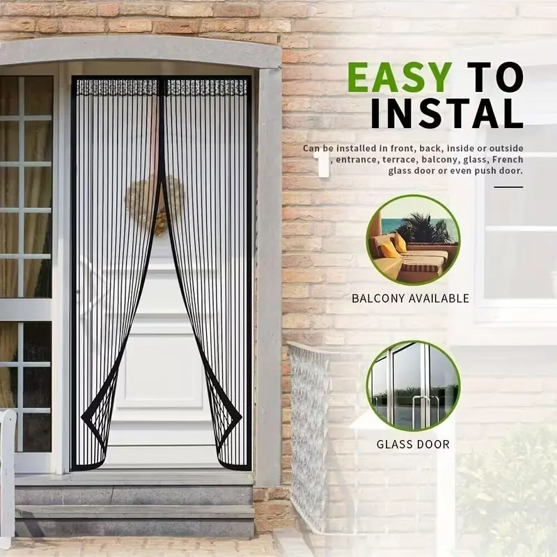 Pet friendly magnetic mosquito door curtain for patio balcony and home doorway