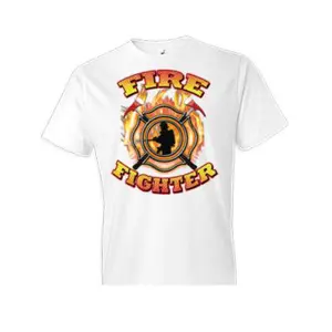 Firefighters Emblem Tshirt Casual Crewneck Fashion Menswear Shortsleeve Streetwear Tee shirt