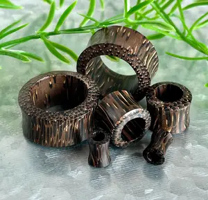 PAIR Palm Wood Tunnels Plugs Organic Earlets Gauges Body Jewelry - Only 24mm Left In Stock!