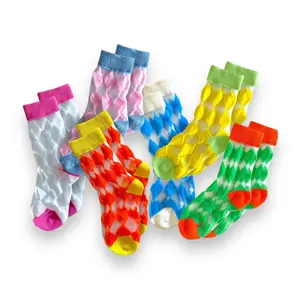 Happy Harlequin Sock Set - 3-Piece Summer Socks with Trendy Sheer Harlequin Pattern for Kids Cozy Breathable Fashion Statement