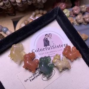 Natural Alashan agate Cat in a Hat  DIY charms