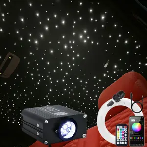 16W Starlight Headliner Kit Twinkle+Sound Activated Starlight Headliner Kit 500pcs*0.75mm*3m Fiber Optic Light for Single Cab Truck Stuff RGBW Star Ceiling Light Kit for Car Headliner galaxy  roof light