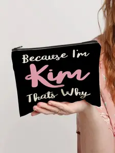 "Because I'm Kim That's Why" Personalized Makeup Bag, Makeup Organizer Pouch – Cute Cosmetic Pouch for Women & Girls, Perfect Gift for Friends, Family, Colleagues, BFFs, Sisters – Birthday, Christmas, Mother's Day, Valentine's Day