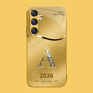 Suitable for [Galaxy S24] high-end phone case🤩，choose from 26 letters of the English alphabet, each with an exquisite auspicious cloud pattern to bring you good luck YM99