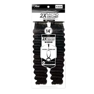 Mane Concept Human Hair Crochet Braids Pristine 2X Micro Feather Crochet 3A Deep Wave 14"(110g/100 Strands)