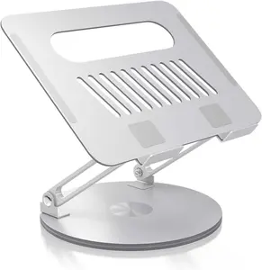 360° Rotating Laptop Stand, Adjustable Foldable Aluminum Alloy Laptop Stand, 2-in-1 Multi-functional Laptop Stand, Suitable for Gaming Laptops and Tablet Stands, Gray