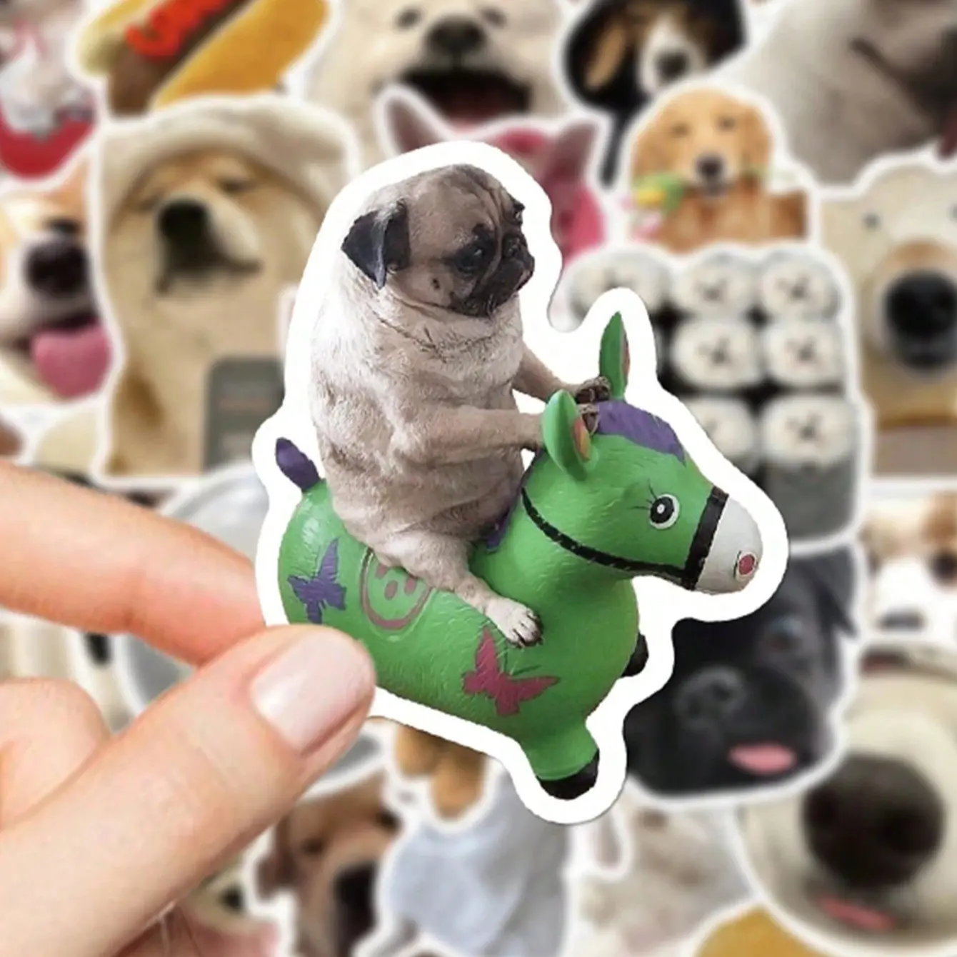 50 Cute Dog Face Stickers, PVC Material, Perfect Gift, Cartoon Decoration, Accessories, Scrapbook, Notebook, Laptop, Luggage, Guitar, Cup, Cellphone Case, Smartphone, DIY Stickers