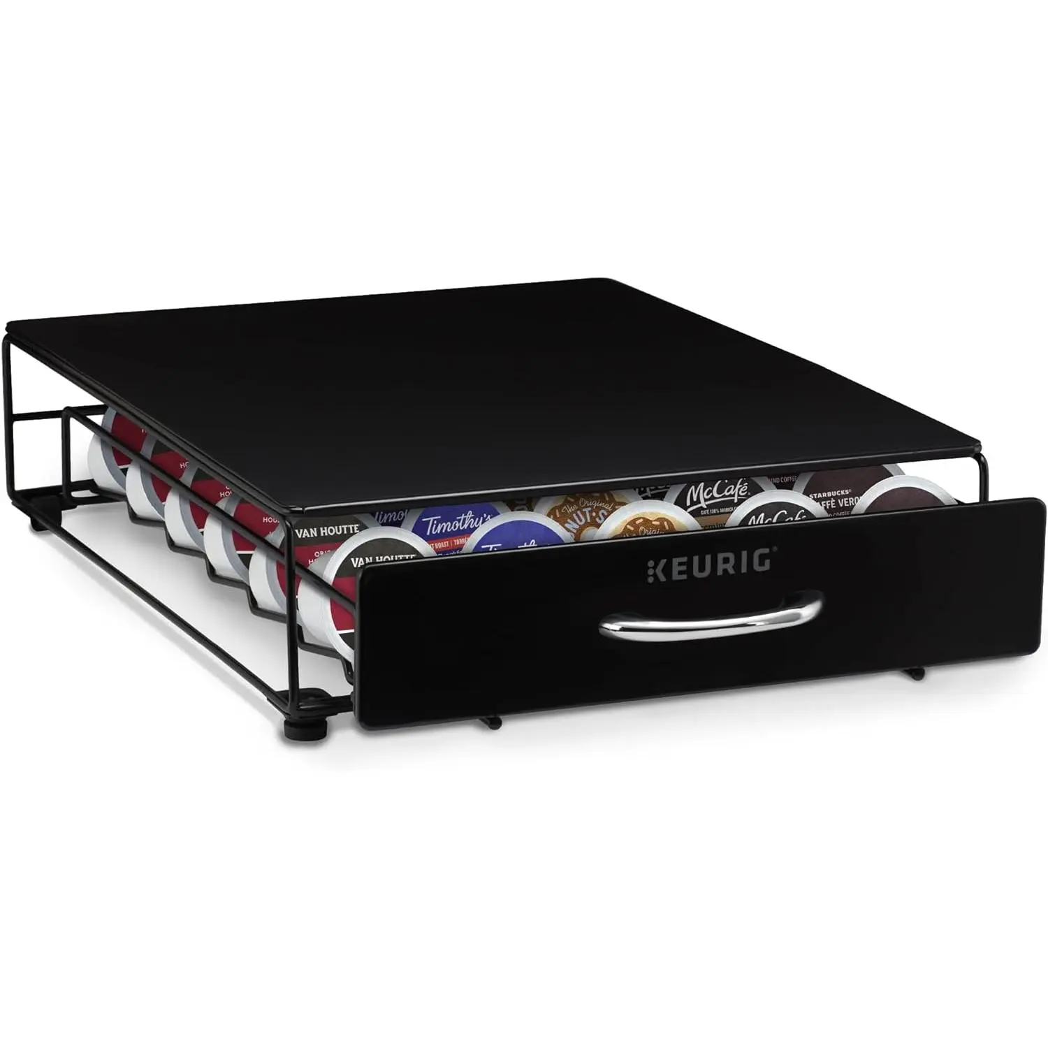 Under Brewer Storage Drawer, Coffee Pod Storage, Holds Upto 35 Keurig K-Cup Pods, Black