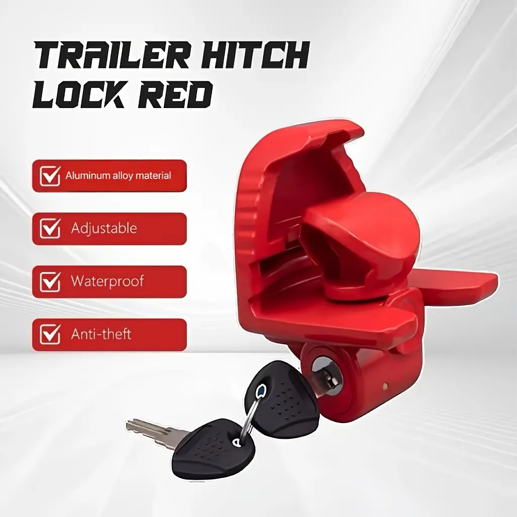 Heavy-Duty Aluminum Alloy Trailer Lock (1 Piece) - Adjustable Anti-Theft Security, Easy Install, Universal for 1/8in, 2in, 2-5/16in Ball-End Hooks, Rustproof, Pry & Cut-Resistant, Corrosion Res.