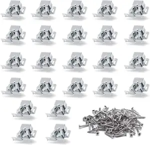 24 Pack Double Roller Catch Cabinet Latches with Spear Strike for Cupboard Closet Door,