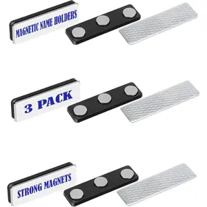 Magnetic Badge Holder 3 Pack for Classroom Students, Office Workers - Reusable Strong ID Badges with 3M Adhesive Backing for Clothes, Uniforms, Shirts