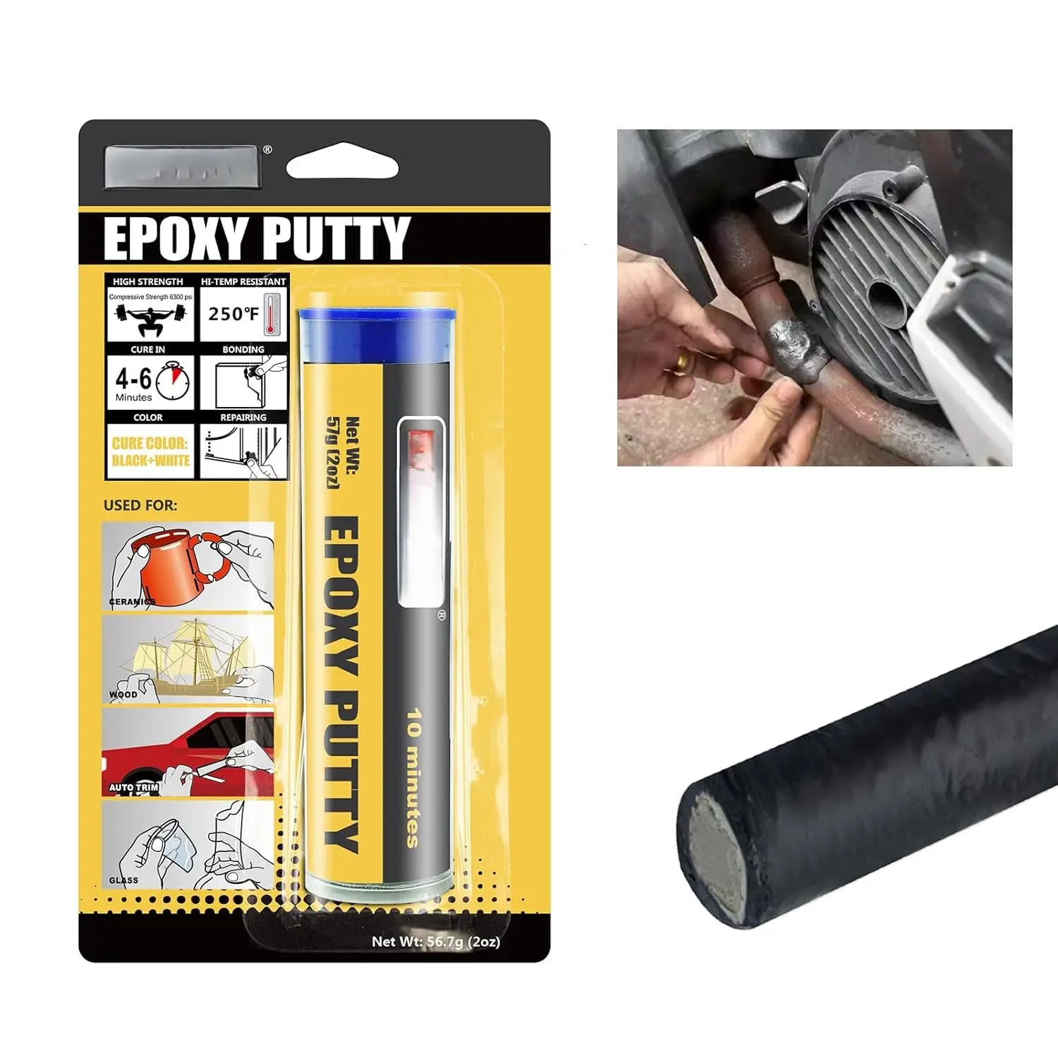 Epoxy Putty,  Bond Epoxy Putty Stick,  Setting |  & Heat Resistant, Easy Repair for  Purpose Metal, Plastic, , Ceramics, Glass, Grey(2 oz.)