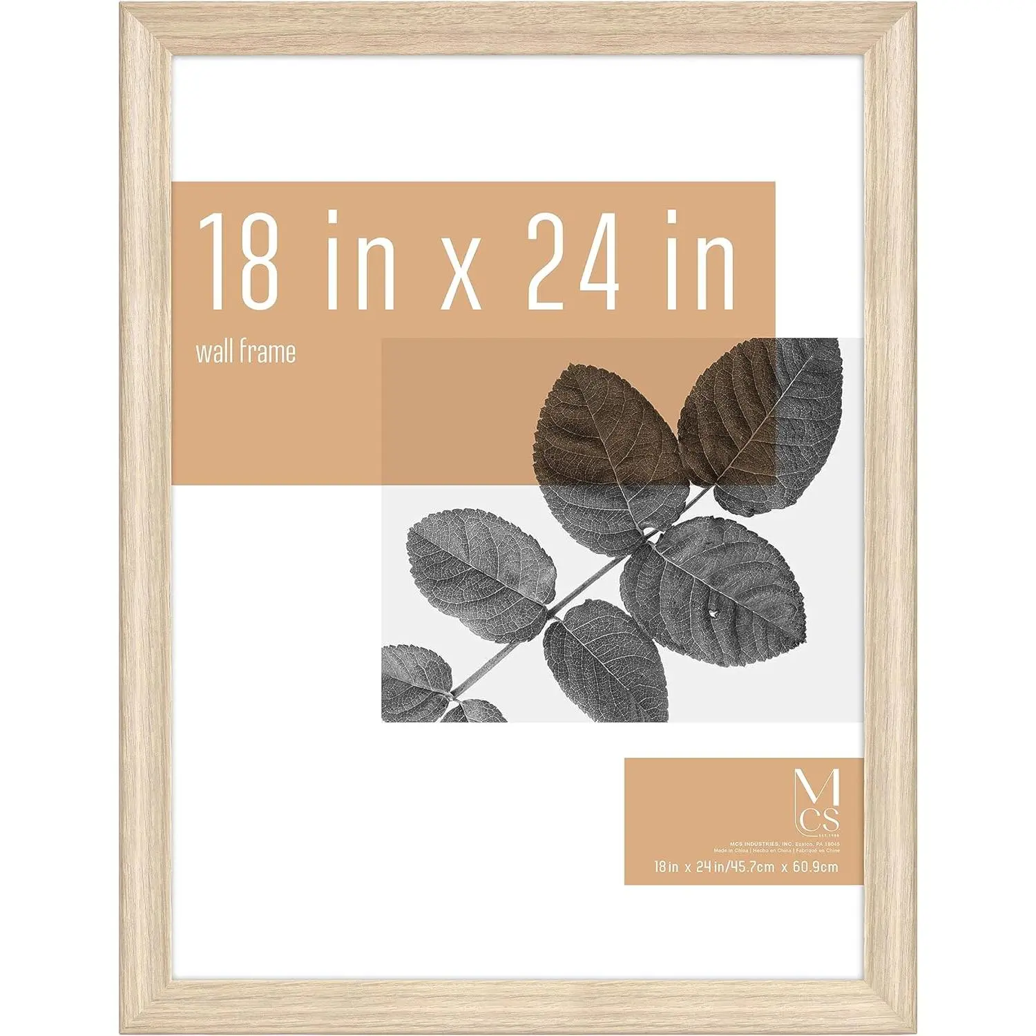 Traditional Natural Woodgrain MDF 18x24 Studio Gallery Poster Frame - Resistant Home Decor Photo Frame, Vertical-Horizontal Wall Hanging for Posters & Art Prints (1-Pack)