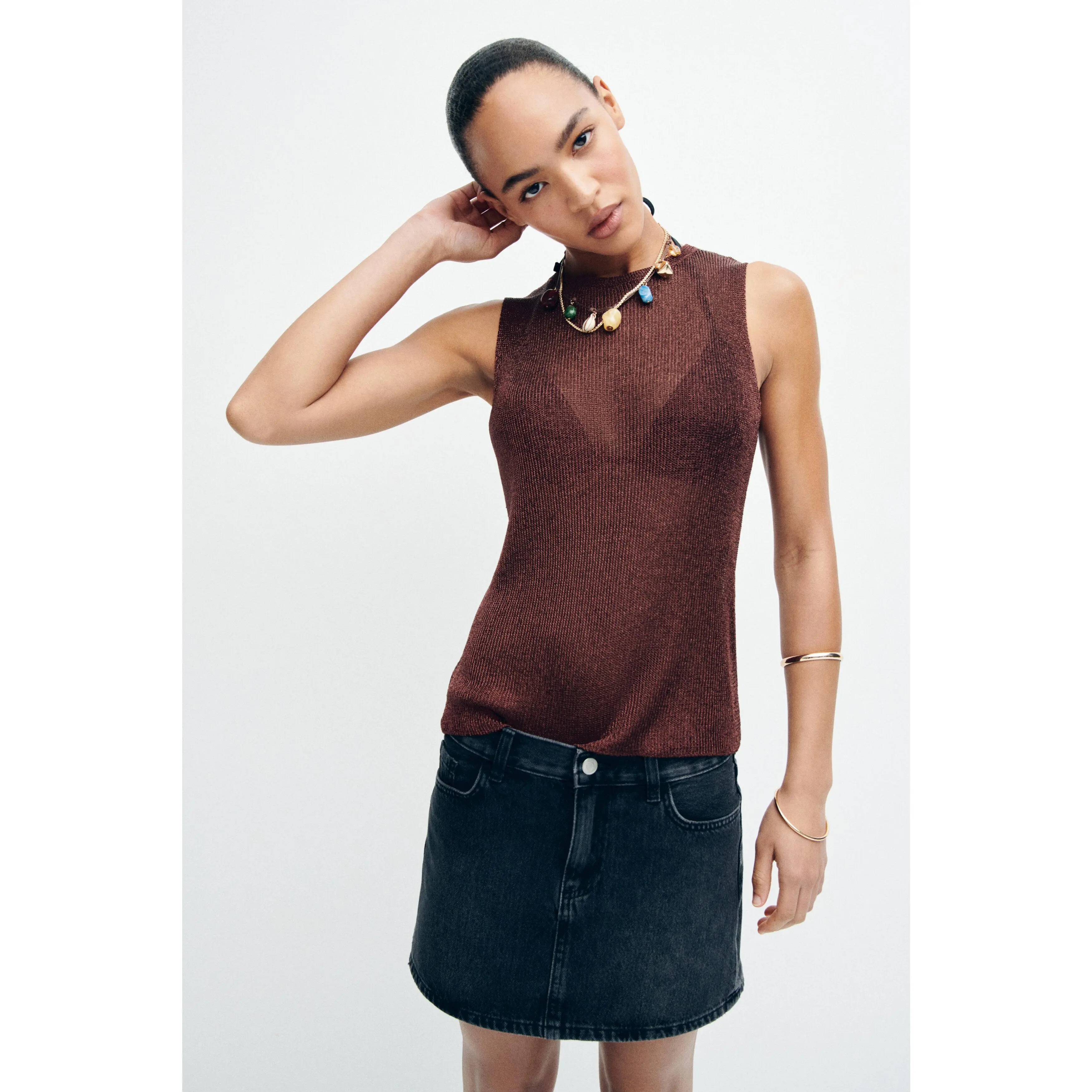 H&M Metallic knitted top