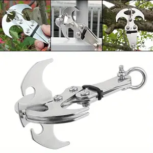 Stainless Steel Survival Folding Grappling Hook Multifunctional Outdoor Climbing Claw Carabiner Travel Rescue Tool Climbing Tool Survival Tools
