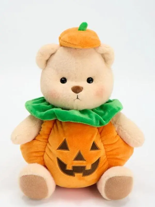 Getahug Halloween Spooky Pumpkin Bear Stuffed Toy - Handmade Jointed Polyester Stuffedanimal, Soft Adorable Unisex Gift for Enthusiasts, Durable Fluffy, Hand Wash Only, Spot Clean with Wet Wipes, Stuffedanimals, Soft Adorable Stuffed