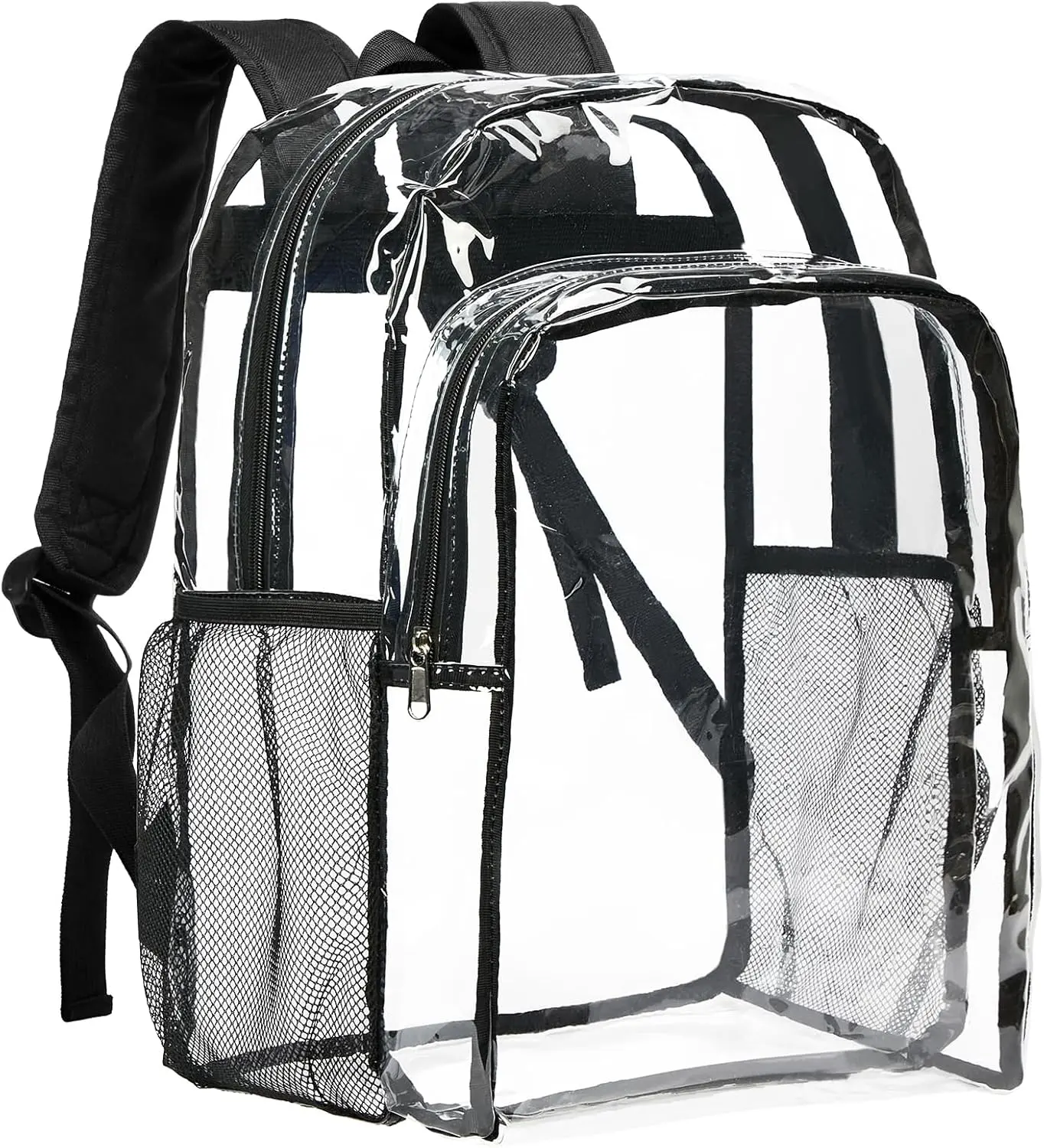 16-in Large Clear Backpack for School, Lightweight See-Through Bag with Reinforced Straps, Heavy-Duty Functional Backpack for Students, Work Travel