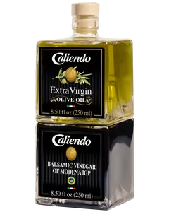 Caliendo NEW! Premium Extra Virgin Olive Oil & Balsamic Vinegar of Modena IGP Stackable Set, Authentic Italian - 17 fl oz Glass Bottles