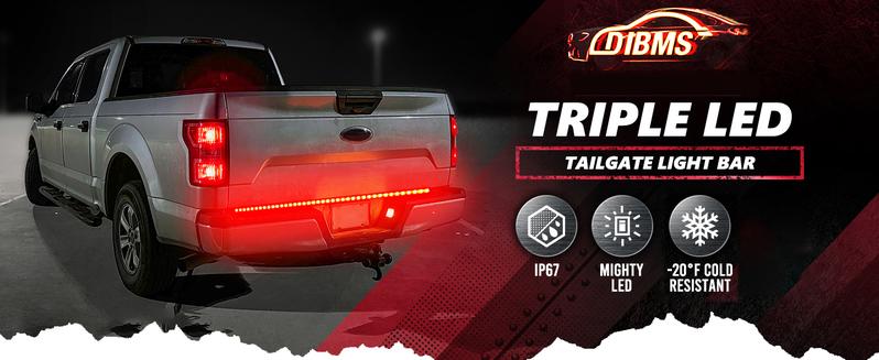 DIBMS 60 Inch Triple Row LED Tailgate Light Bar, Waterproof, 12V DC, Full Function Brake, Reverse, Amber Turn Signal, Universal Fit for Pickup, Trailer, SUV, RV, Van,Triple Row LED Work Light Strips, Triple Row Universal LED Tailgate Light Bar DIBMS 60 Inch Triple Row LED Tailgate Light Bar, Waterproof, 12V DC, Full Function Brake, Reverse, Amber Turn Signal, Universal Fit for Pickup, Trailer, SUV, RV, Van,Triple Row LED Work Light Strips, Triple Row Universal LED Tailgate Light Bar