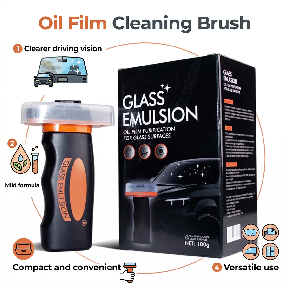 Automotive Oil Film Cleaning Brush Hydrophobic Wax Polish, Multi-Surface Protection for Paint/Glass/Wheels, Quick Application & Gloss Enhancer degreaser cleaner solution clean window