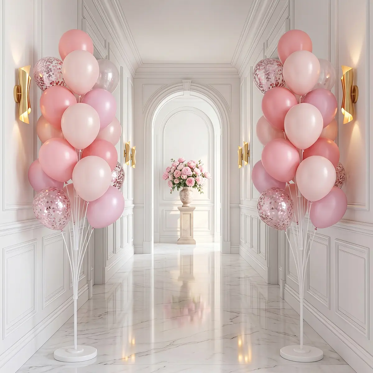 High-Top Balloon Stand Set for Floor- 5.25FT Balloon Column Kit with Stand, Base and Pole,Balloon Tower Backdrop Decoration for Wedding, Baby Shower, Birthday Party, or Bachelorette Parties
