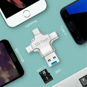 4 in 1 USB 3.0 TF Flash Drive, Mobile Storage OTG File TF Reader, USB Card Reader, Multi-functional OTG Adapter for iPhone iPad Android Phone