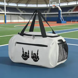 Rock Skeleton Hand Gesture Print Multifunctional Fitness Crossbody Bag Large Capacity Athletic Bag Sports Duffel Gym Bags