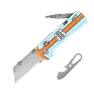 OKNIFE U1 Pro Route 66 Edition Multitool Folding Utility Knife with Folding Screwdriver, Quick Change Blade, Pocket Clip for Men Women