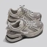 New Thick Sole Dad Shoes Casual Sporty Women's Athletic Trainers Sneaker Lightweight Breathable Height Increasing Sneakers, Fashion Sneaker, Round Toe Mesh PU Leather Low Top All Seasons Lace Up Sneaker