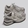 New Thick Sole Dad Shoes Casual Sporty Women's Athletic Trainers Sneaker Lightweight Breathable Height Increasing Sneakers, Fashion Sneaker, Round Toe Mesh PU Leather Low Top All Seasons Lace Up Sneaker